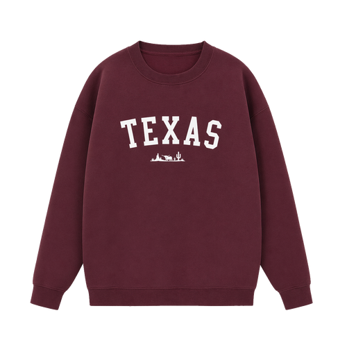 Collection 9 Texas Essential Heavyweight Crewneck Sweatshirt - Dull Red front