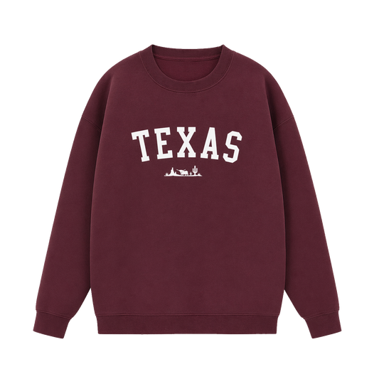 Collection 9 Texas Essential Heavyweight Crewneck Sweatshirt - Dull Red front