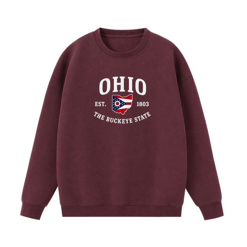 Collection 8 Ohio Essential Heavyweight Crewneck Sweatshirt - Dull Red front