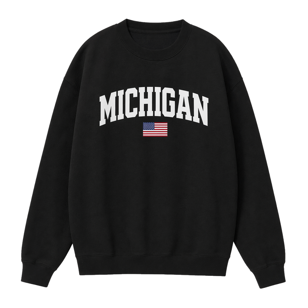 Collection 2 Michigan Essential Heavyweight Crewneck Sweatshirt - Black front
