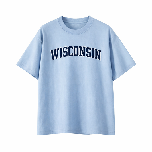 Collection 1 Wisconsin Essential Cotton T-Shirt - Light Blue front