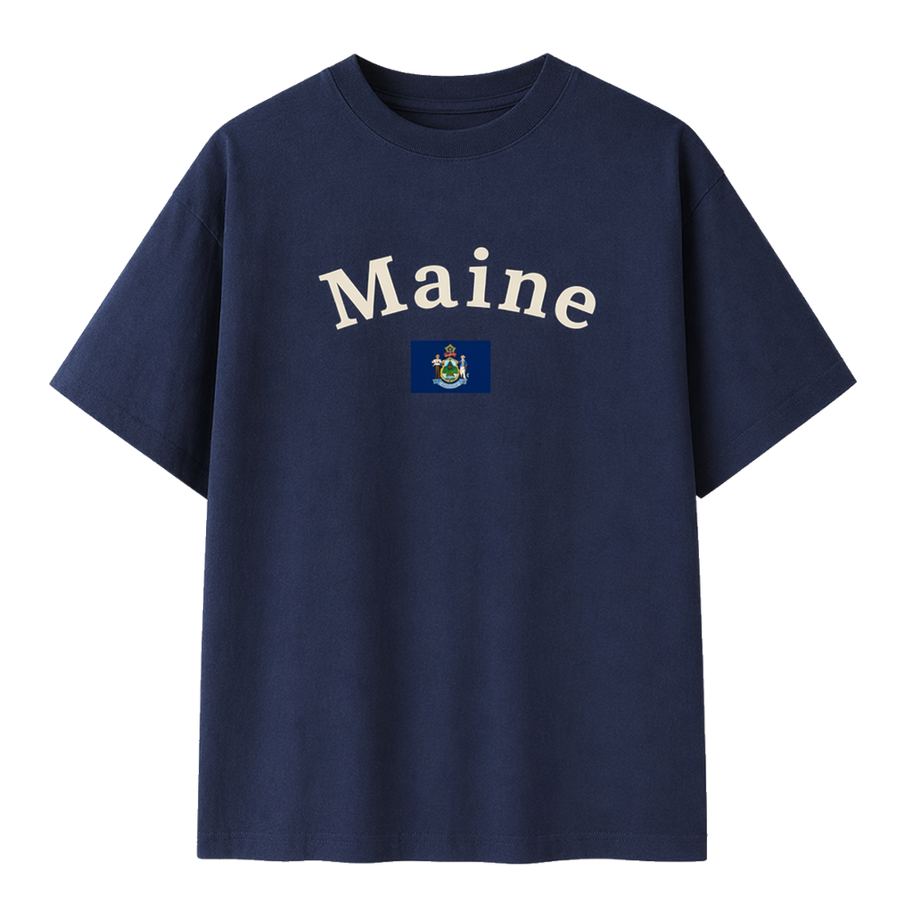 Collection 6 Maine Essential Cotton T-Shirt - Navy Blue front