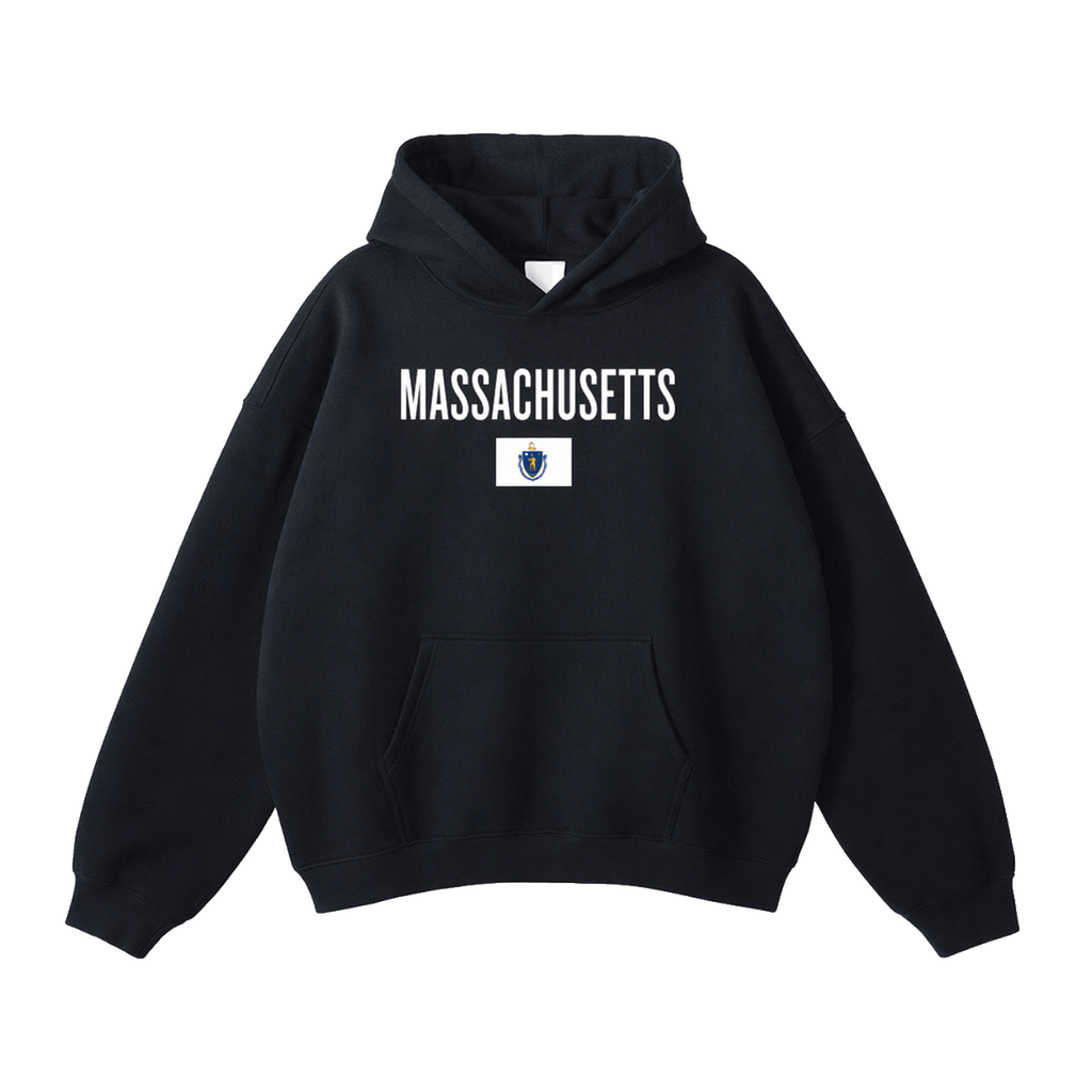 Collection 7 Massachusetts Oversize Fleeced Hoodie - Black front