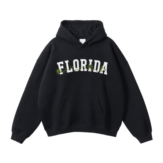 Collection 10 Florida Oversize Fleeced Hoodie - Black front
