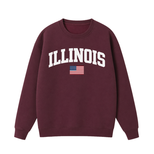 Collection 2 Illinois Essential Heavyweight Crewneck Sweatshirt - Dull Red front