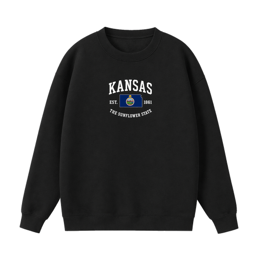 Collection 8 Kansas Essential Heavyweight Crewneck Sweatshirt - Black front