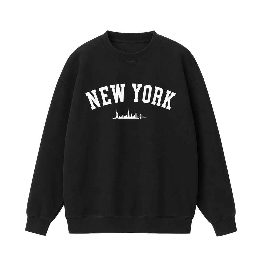 Collection 9 New York Essential Heavyweight Crewneck Sweatshirt - Black front