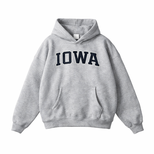 Collection 1 Iowa Oversize Fleeced Hoodie - Flower Gray front
