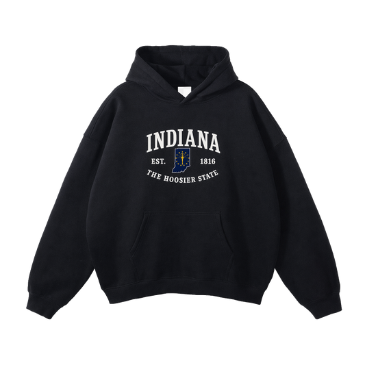 Collection 8 Indiana Oversize Fleeced Hoodie - Black front