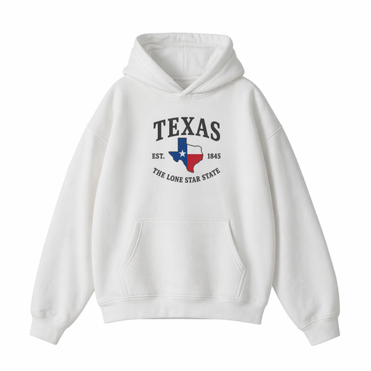 Collection 8 Texas Oversize Fleeced Hoodie - White front