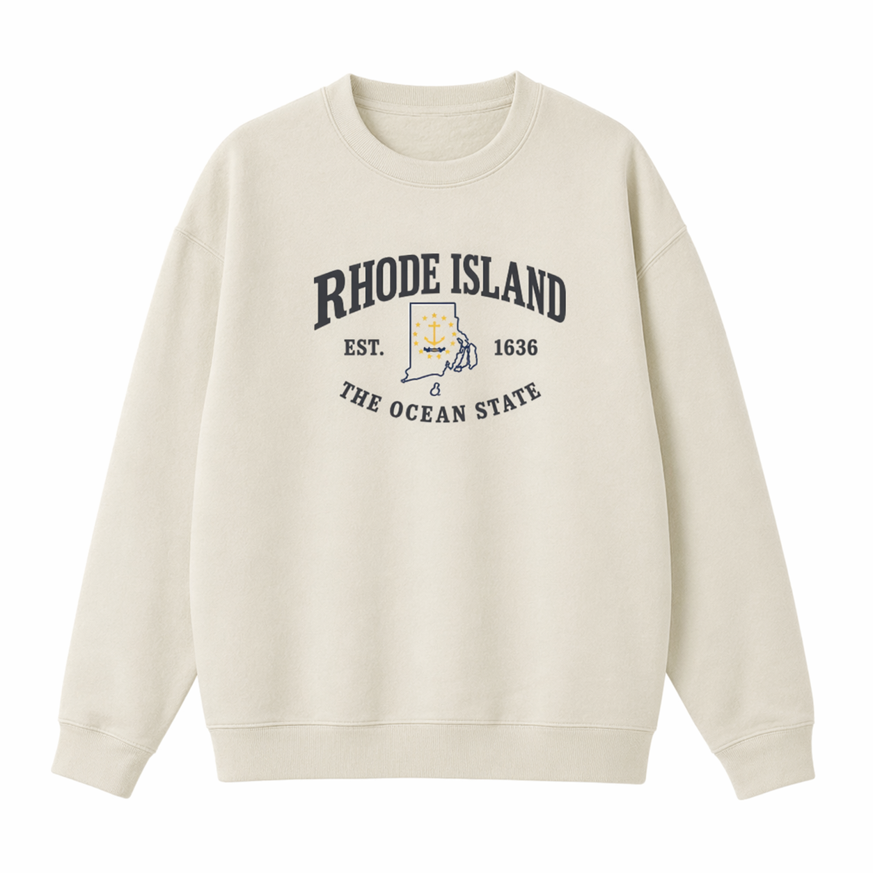 Collection 8 Rhode Island Essential Heavyweight Crewneck Sweatshirt - Cream front