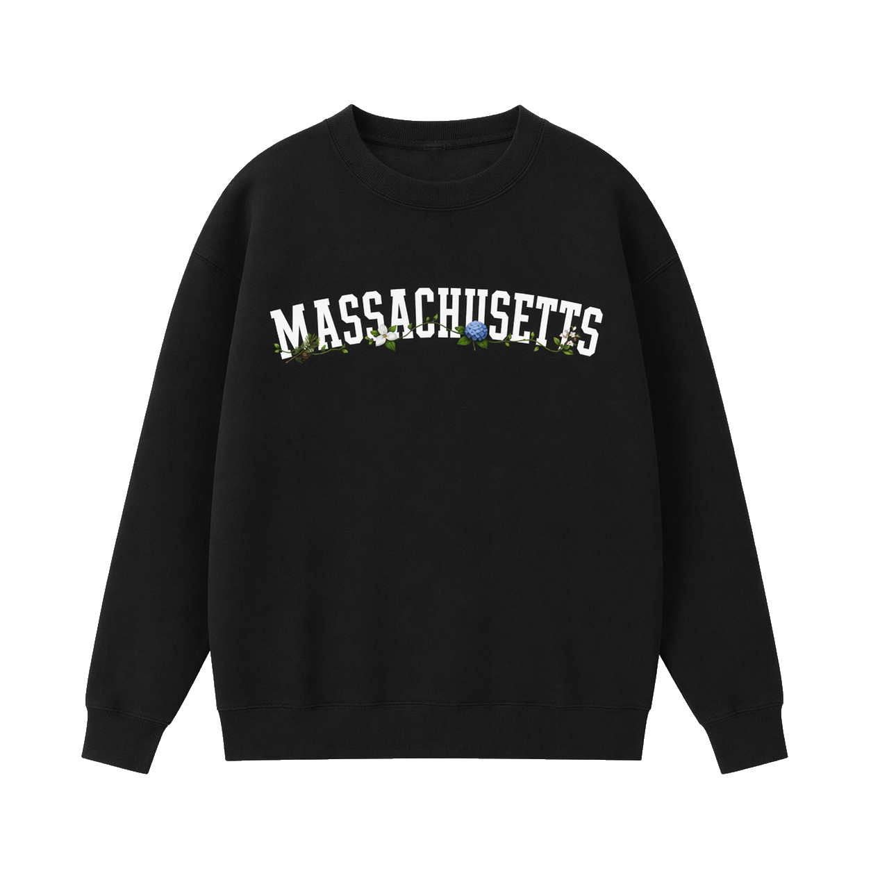 Collection 10 Massachusetts Essential Heavyweight Crewneck Sweatshirt - Black front