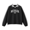 Collection 4 Nevada Contrast Striped Lapel Collar Sweatshirt - Black front