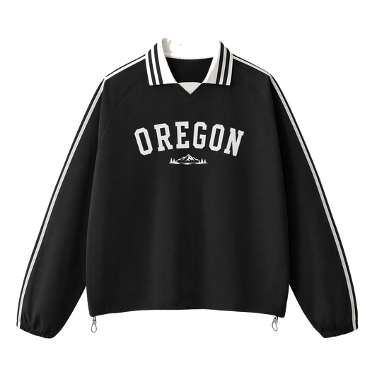 Collection 9 Oregon Contrast Striped Lapel Collar Sweatshirt - Black front