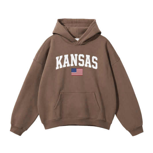 Collection 2 Kansas Oversize Fleeced Hoodie - Brown front