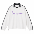 Collection 3 Louisiana Contrast Striped Lapel Collar Sweatshirt - White front