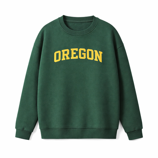 Collection 1 Oregon Essential Heavyweight Crewneck Sweatshirt - Dark Green front