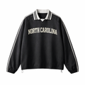 Collection 1 North Carolina Contrast Striped Lapel Collar Sweatshirt - Black front