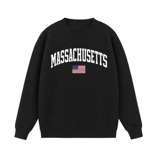 Collection 2 Massachusetts Essential Heavyweight Crewneck Sweatshirt - Black front