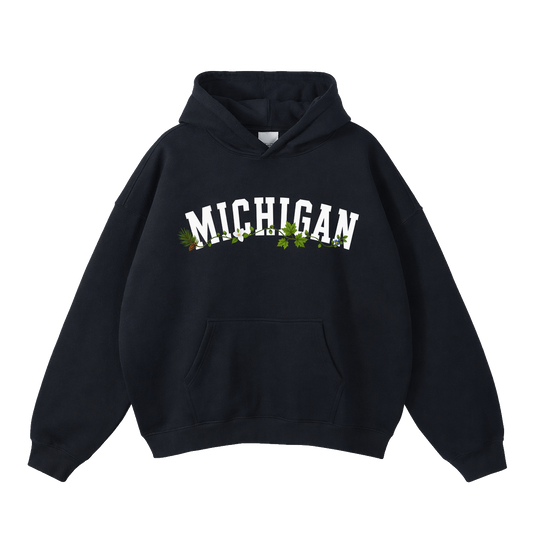 Collection 10 Michigan Oversize Fleeced Hoodie - Black front