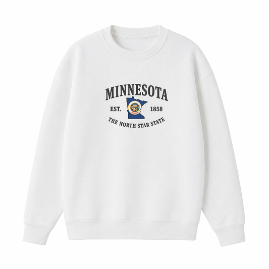 Collection 8 Minnesota Essential Heavyweight Crewneck Sweatshirt - White front