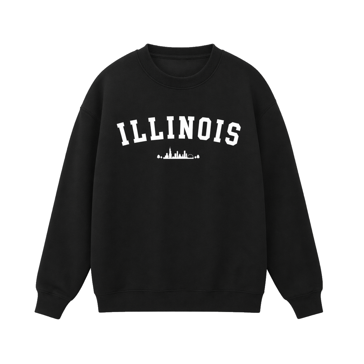 Collection 9 Illinois Essential Heavyweight Crewneck Sweatshirt - Black front