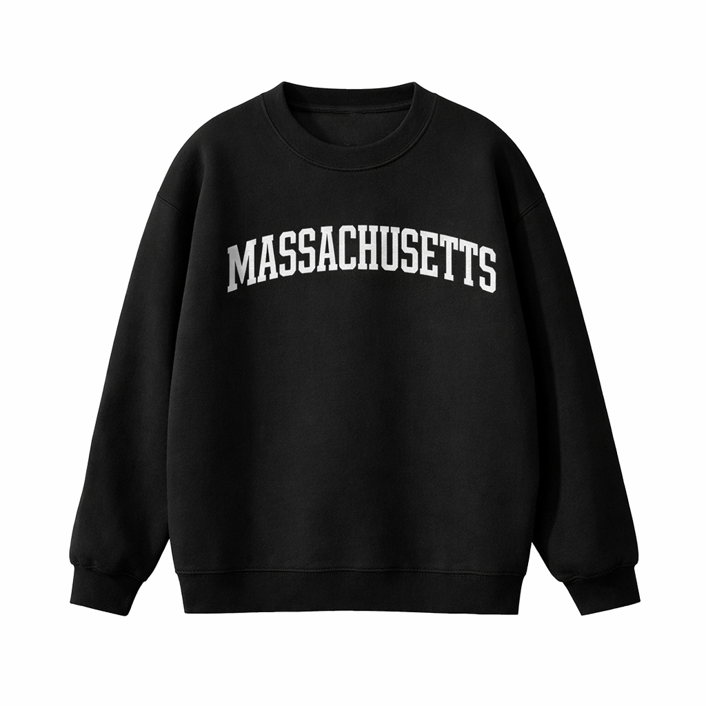 Collection 1 Massachusetts Essential Heavyweight Crewneck Sweatshirt - Black front