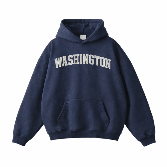 Collection 1 Washington Oversize Fleeced Hoodie - Navy Blue front
