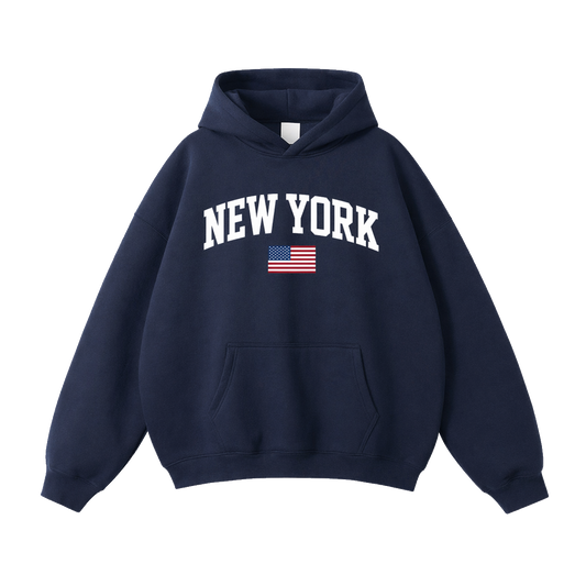 Collection 2 New York Oversize Fleeced Hoodie - Navy Blue front