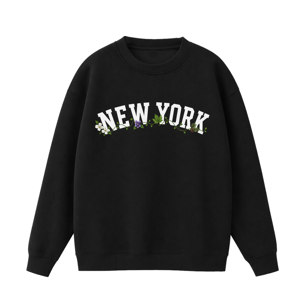 Collection 10 New York Essential Heavyweight Crewneck Sweatshirt - Black front
