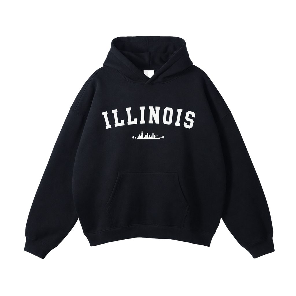 Collection 9 Illinois Oversize Fleeced Hoodie - Black front