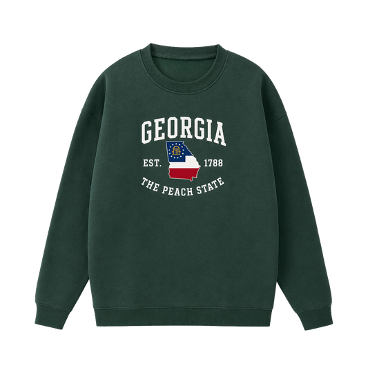 Collection 8 Georgia Essential Heavyweight Crewneck Sweatshirt - Dark Green front