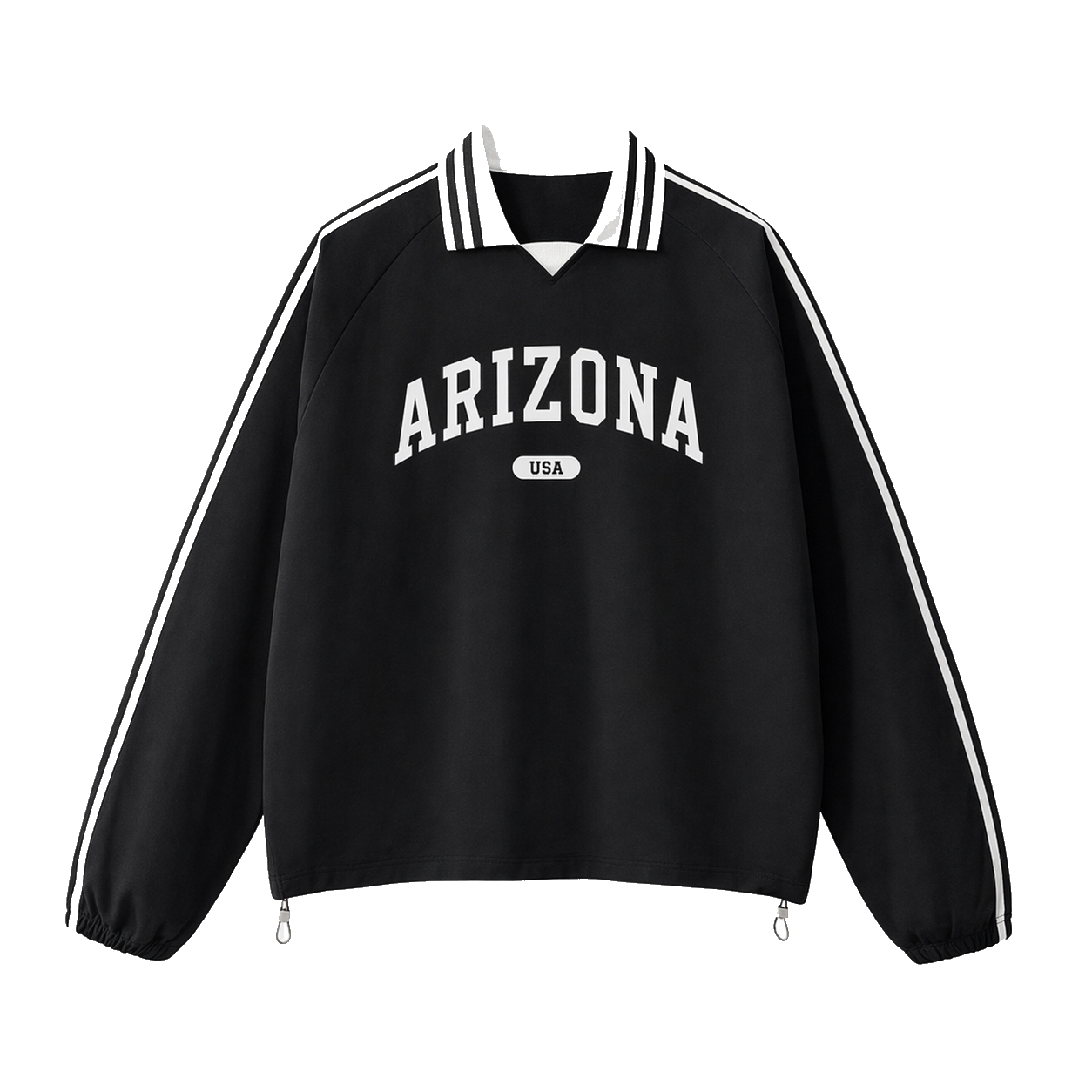 Collection 4 Arizona Contrast Striped Lapel Collar Sweatshirt - Black front