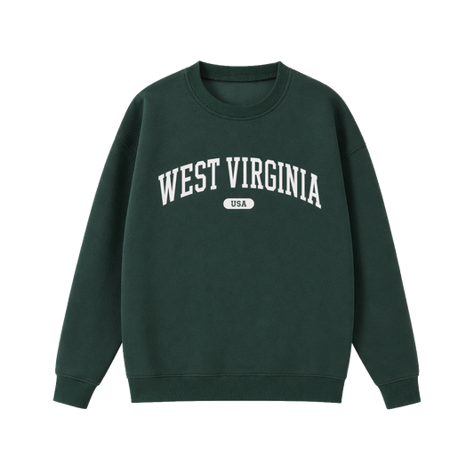 Collection 4 West Virginia Essential Heavyweight Crewneck Sweatshirt - Dark Green front