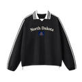Collection 6 North Dakota Contrast Striped Lapel Collar Sweatshirt - Black front