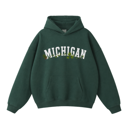 Collection 10 Michigan Oversize Fleeced Hoodie - Eden Green front