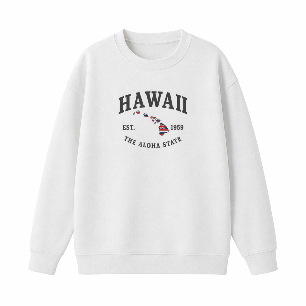 Collection 8 Hawaii Essential Heavyweight Crewneck Sweatshirt - White front