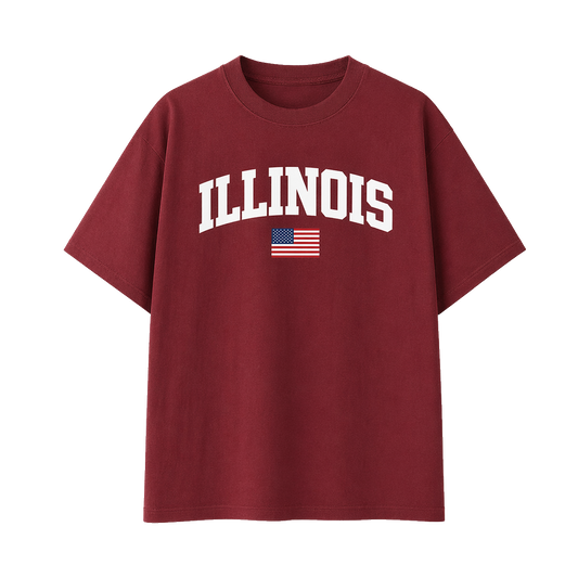 Collection 2 Illinois Essential Cotton T-Shirt - Wine Gray front