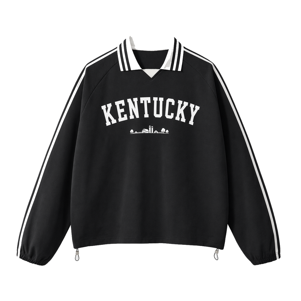 Collection 9 Kentucky Contrast Striped Lapel Collar Sweatshirt - Black front