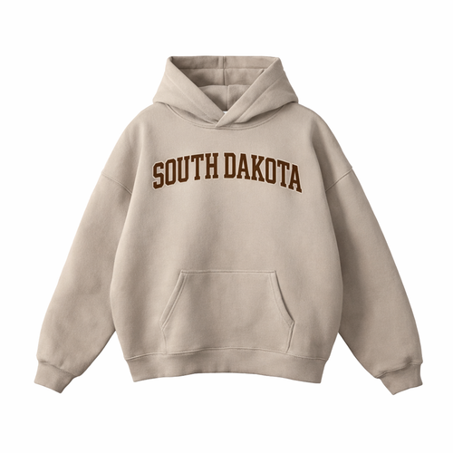 Collection 1 South Dakota Oversize Fleeced Hoodie - Gray Apricot front