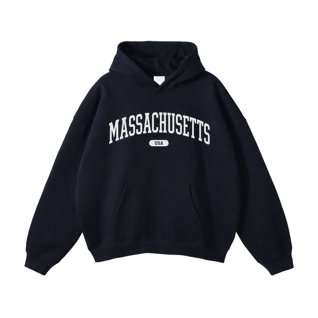 Collection 4 Massachusetts Oversize Fleeced Hoodie - Black front