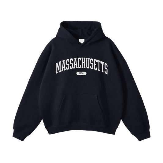 Collection 4 Massachusetts Oversize Fleeced Hoodie - Black front