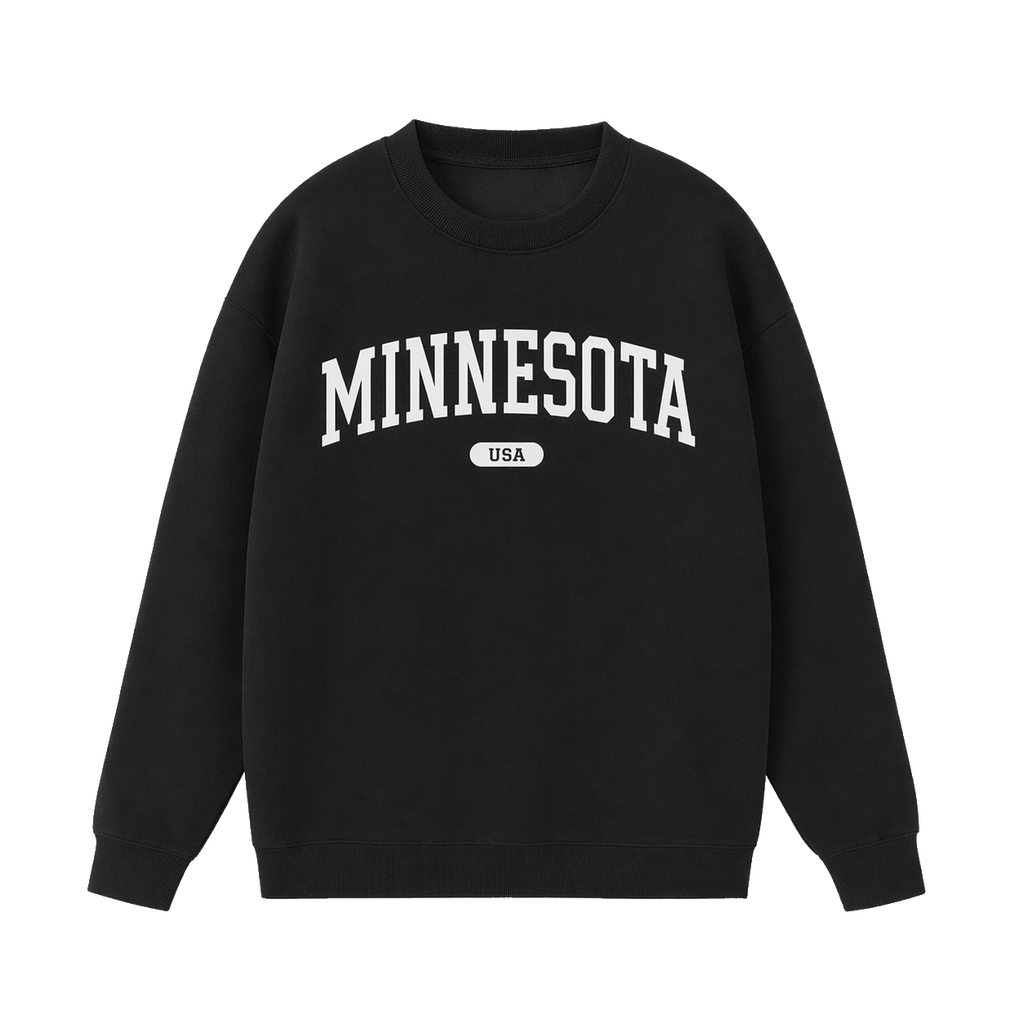 Collection 4 Minnesota Essential Heavyweight Crewneck Sweatshirt - Black front