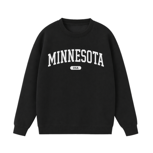 Collection 4 Minnesota Essential Heavyweight Crewneck Sweatshirt - Black front