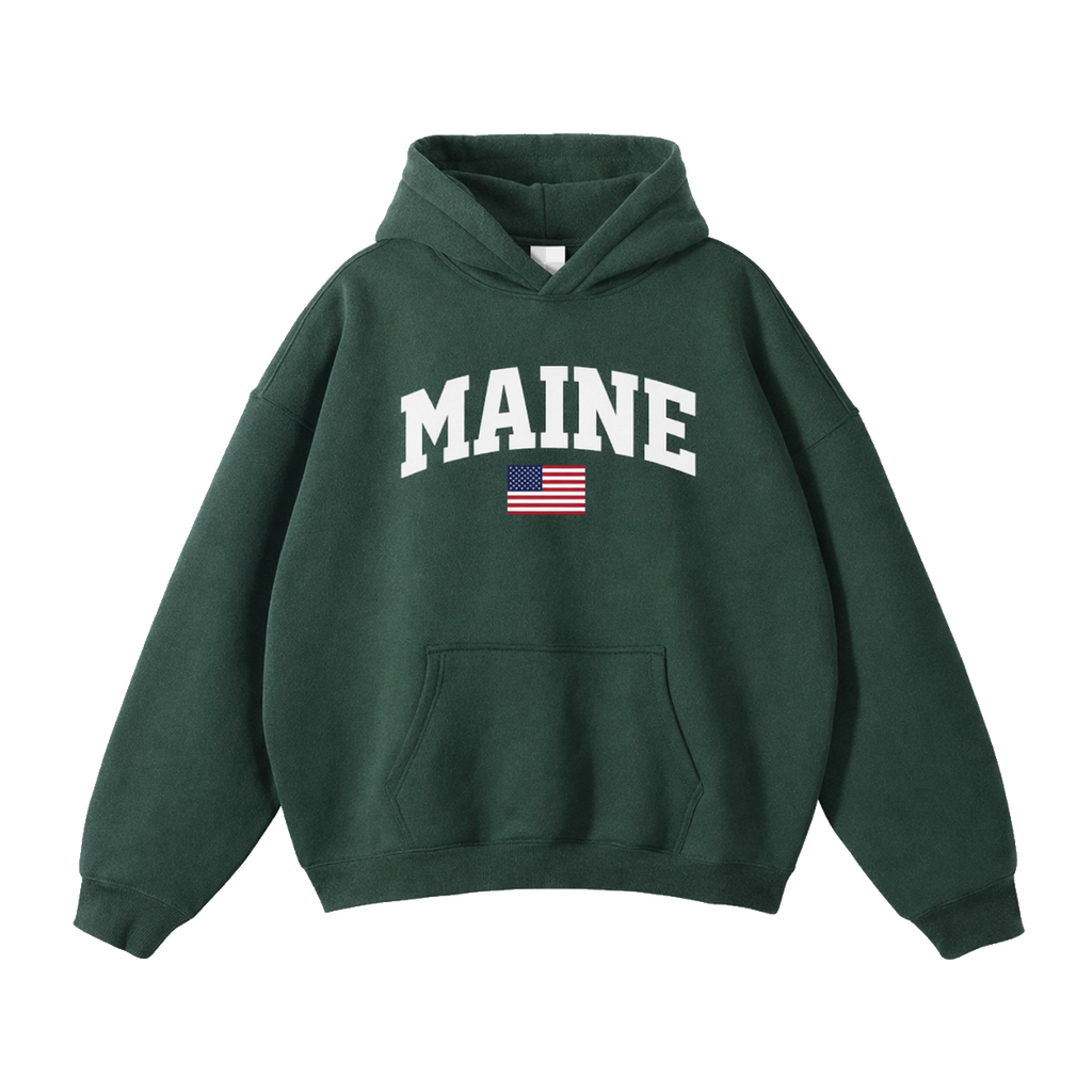 Collection 2 Maine Oversize Fleeced Hoodie - Eden Green front