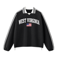 Collection 2 West Virginia Contrast Striped Lapel Collar Sweatshirt - Black front