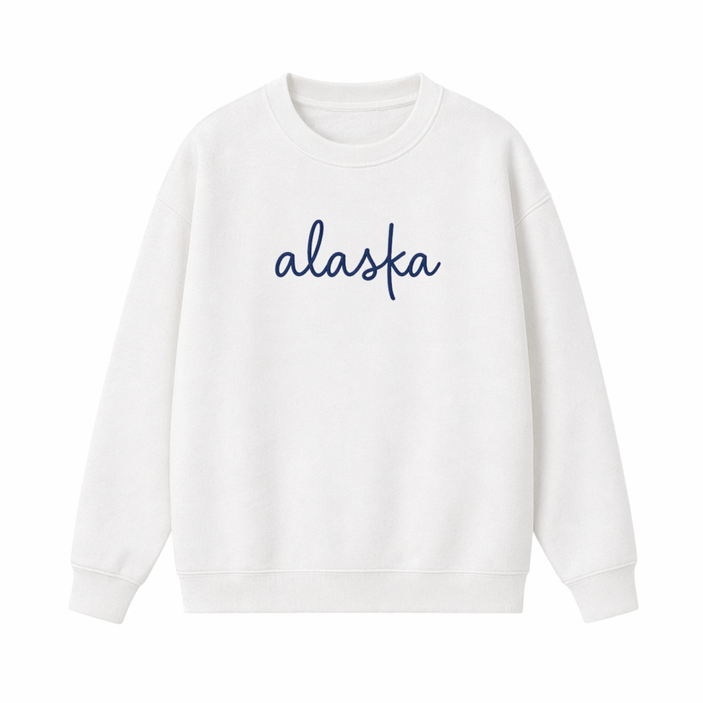 Collection 3 Alaska Essential Heavyweight Crewneck Sweatshirt - White front