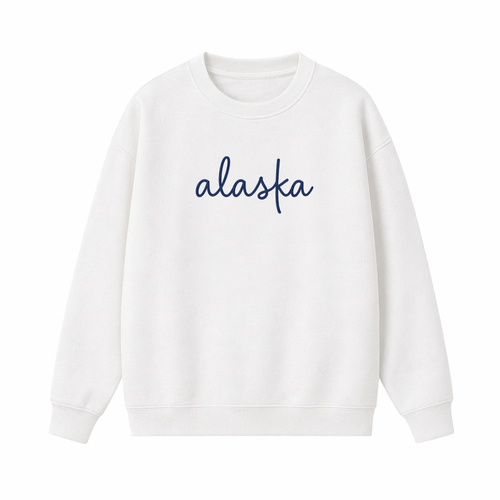 Collection 3 Alaska Essential Heavyweight Crewneck Sweatshirt - White front