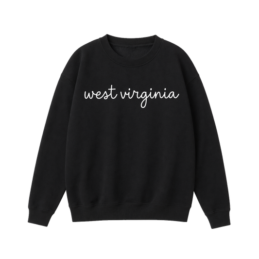 Collection 3 West Virginia Essential Heavyweight Crewneck Sweatshirt - Black front