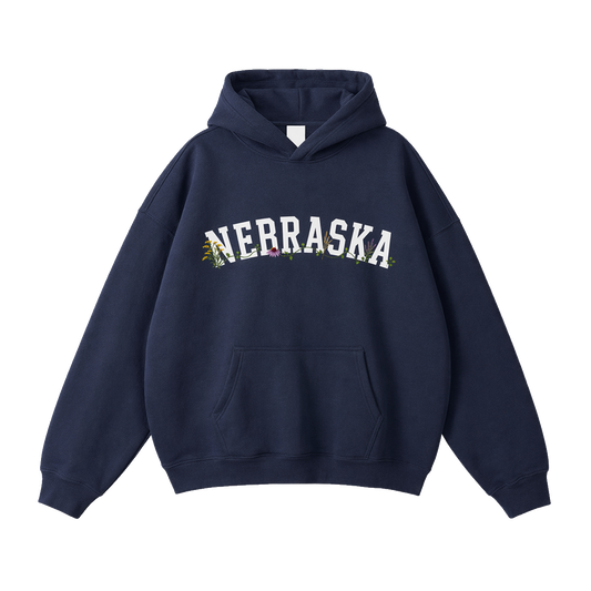 Collection 10 Nebraska Oversize Fleeced Hoodie - Navy Blue front